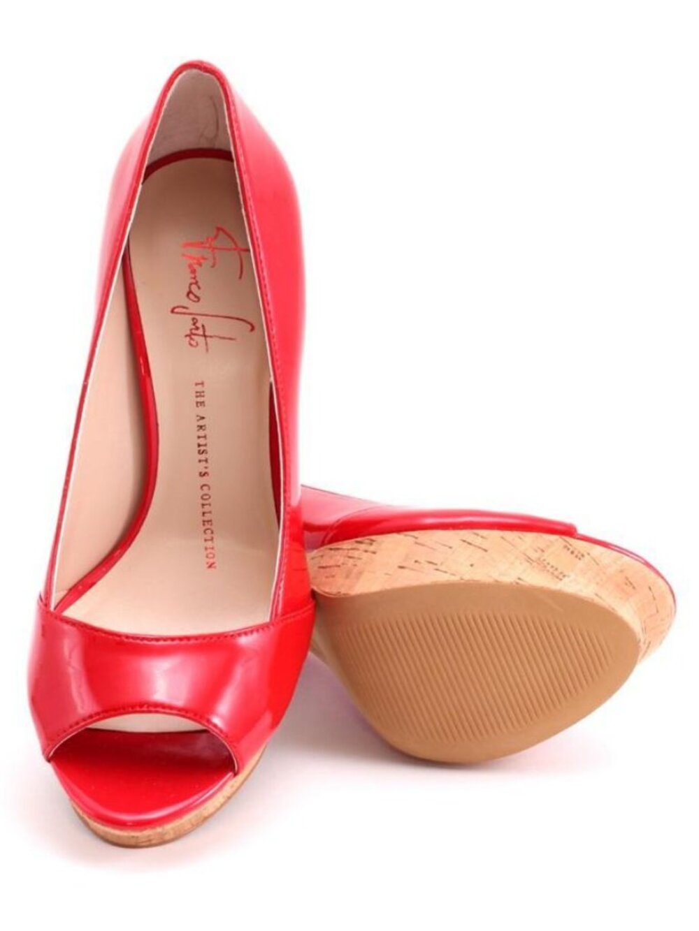 Franco Sarto Zabrina Heel Crimson Red Patent Peep Toe Platform Pump